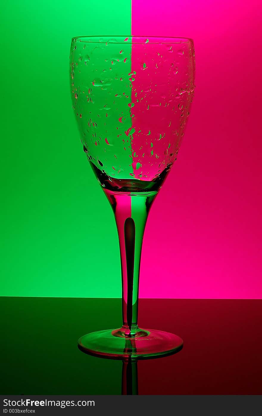 Glass on neon background