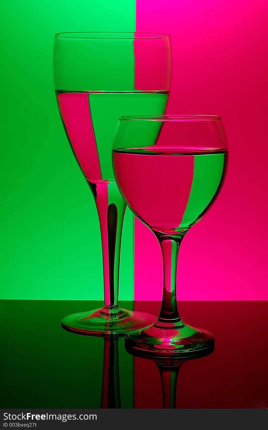 Two Glasses On Neon Background