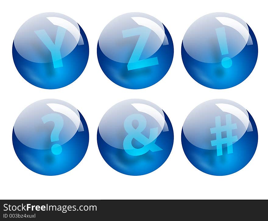 Blue letters spheres