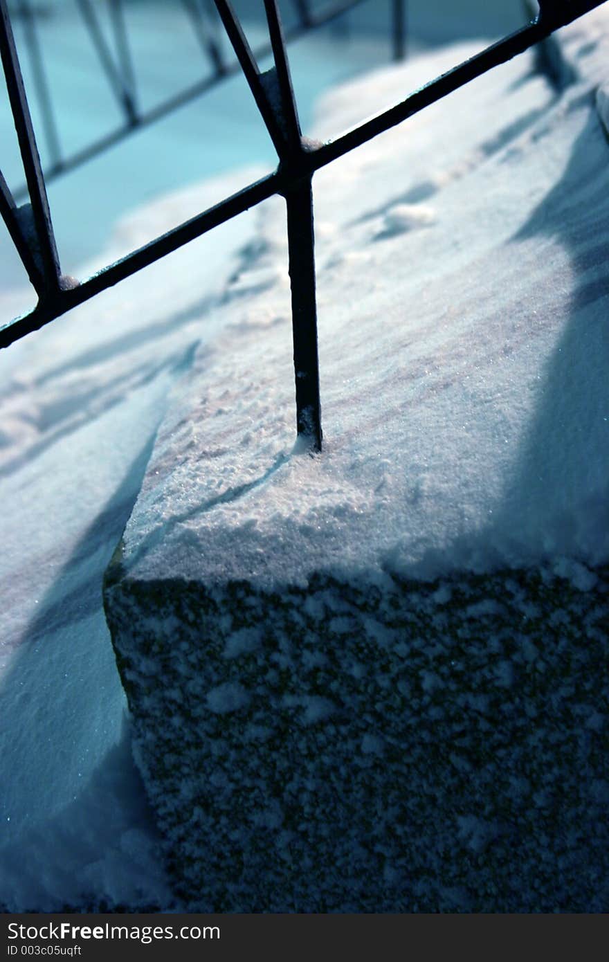 Snow covered steps. Snow covered steps