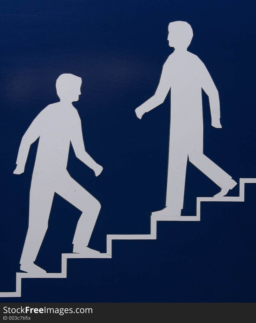 Sign indicating a stairway. Sign indicating a stairway