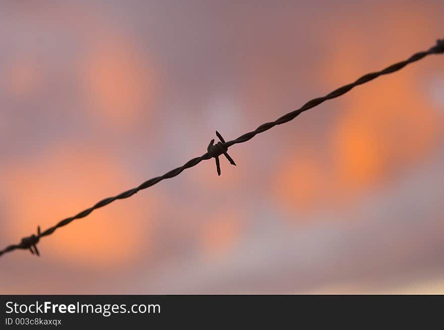 Barbed Wire And Stormy Sky