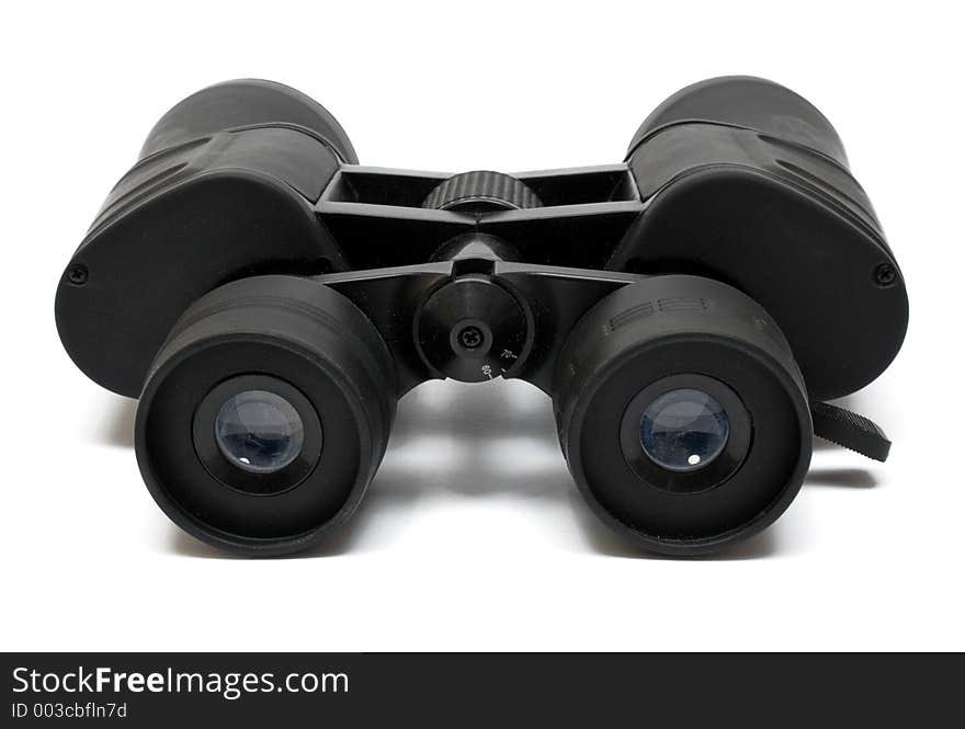 Black binoculars isolated on white. File contains optional clipping path. Black binoculars isolated on white. File contains optional clipping path.