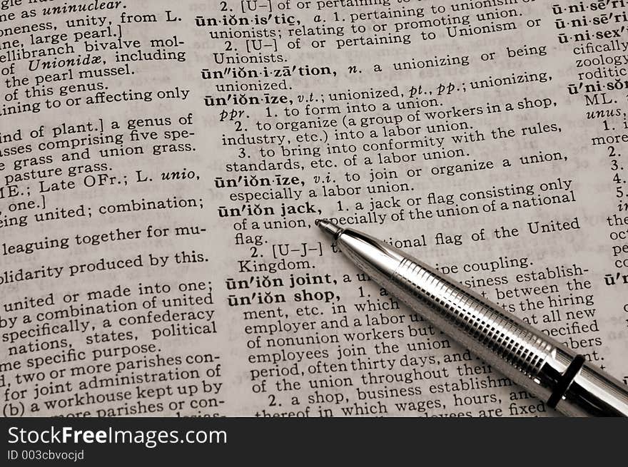 Word union jack in dictionary highlighted by pen. Word union jack in dictionary highlighted by pen