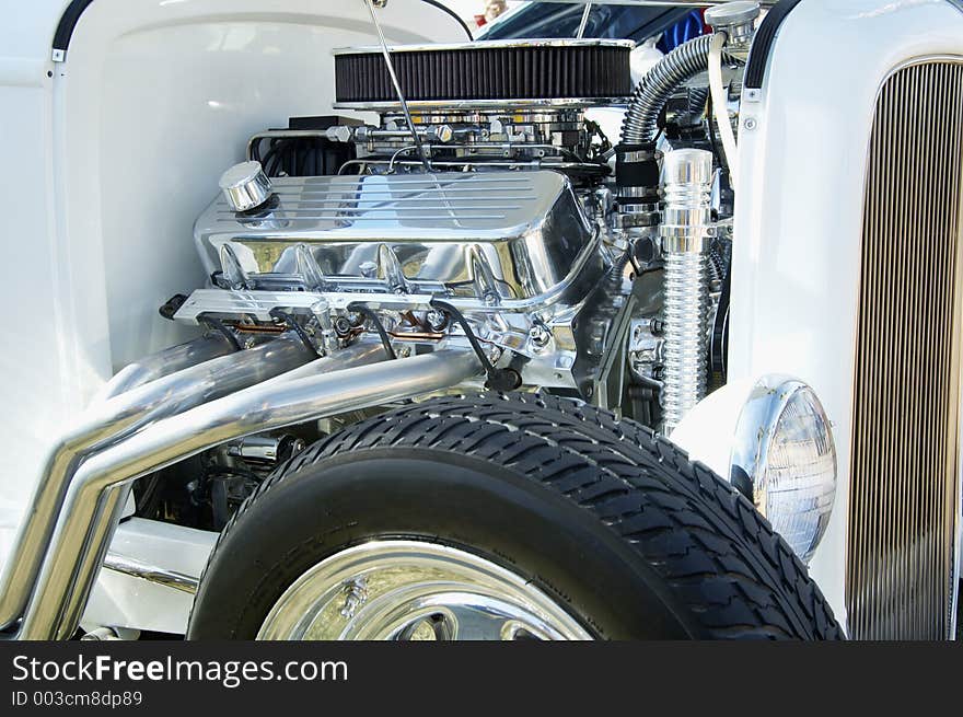 Details of an engine in a customized vehicle. Details of an engine in a customized vehicle.