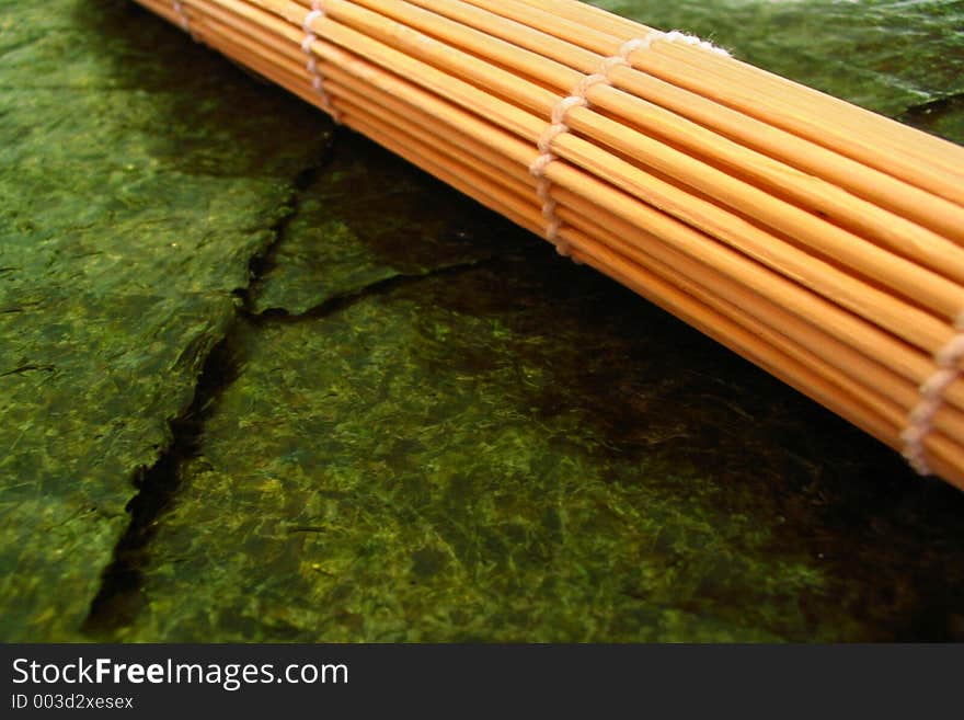 Sushi mat and seaweed