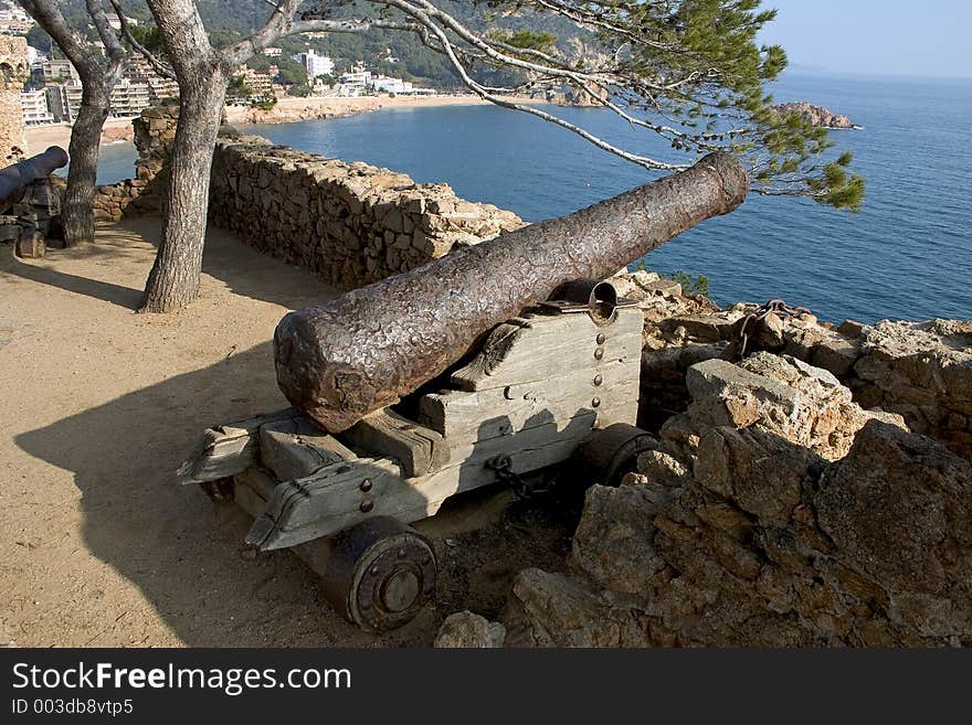 Cannon in Tossa de Mar . Costa Brava . Catalonia. Spain