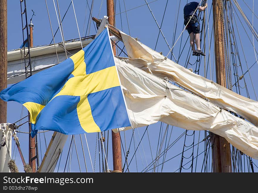 Sailship with flag