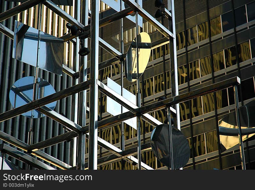 Metal structure merged with office buildinting. Metal structure merged with office buildinting