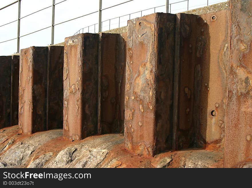 Rusty Coastal Defense on Severn Estuary