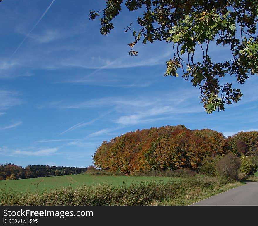 The hilly area of the Palatine region in Germany in autumn. The hilly area of the Palatine region in Germany in autumn