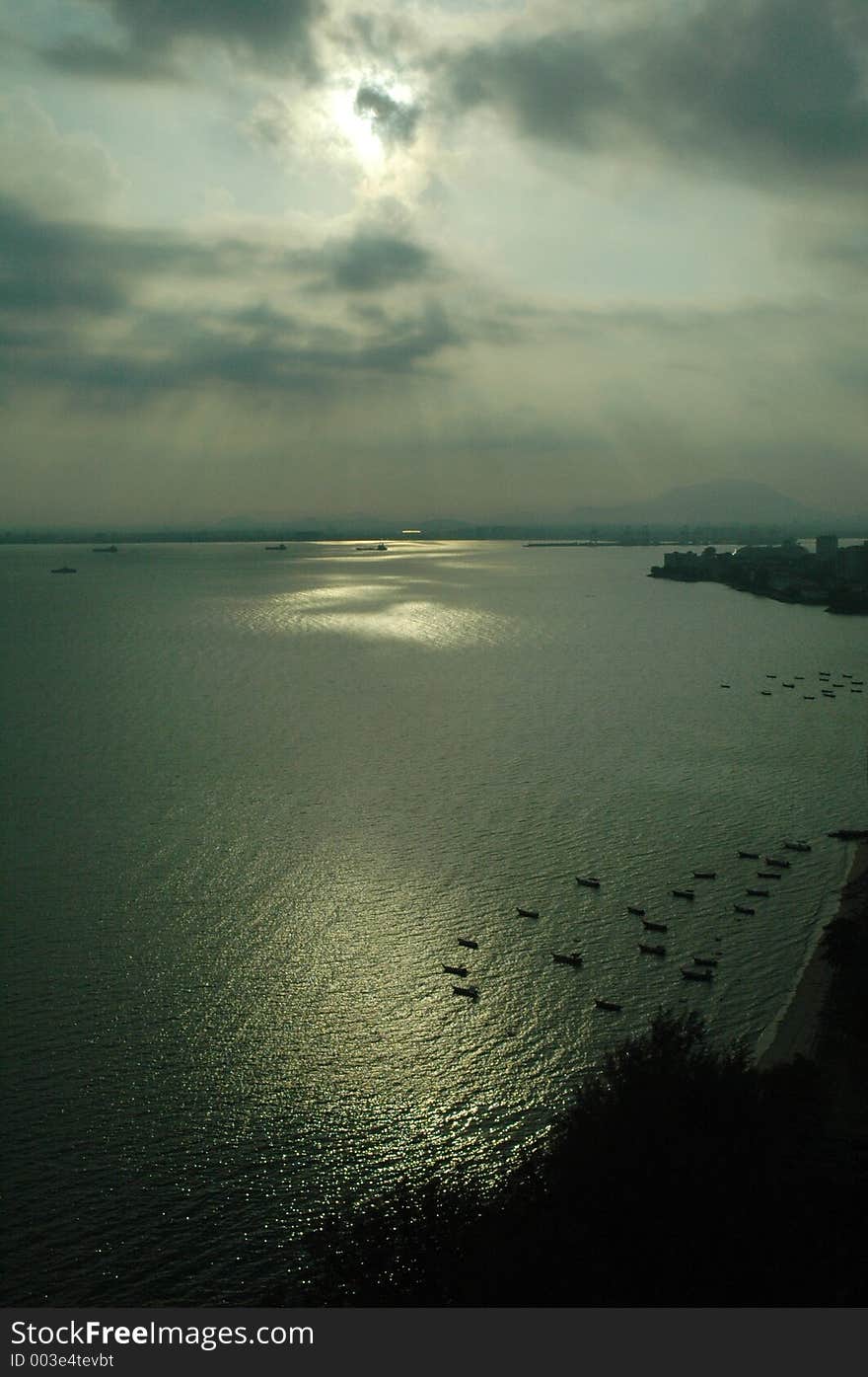 Sunrise with boats