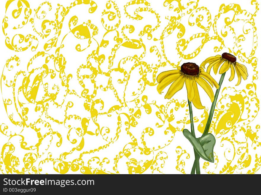 Black eyed susan/rudbeckia with yellow swirls