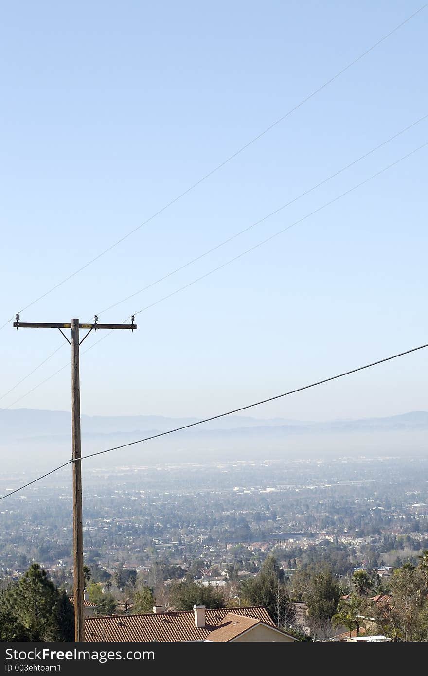 Shot of smog in the valley. Shot of smog in the valley