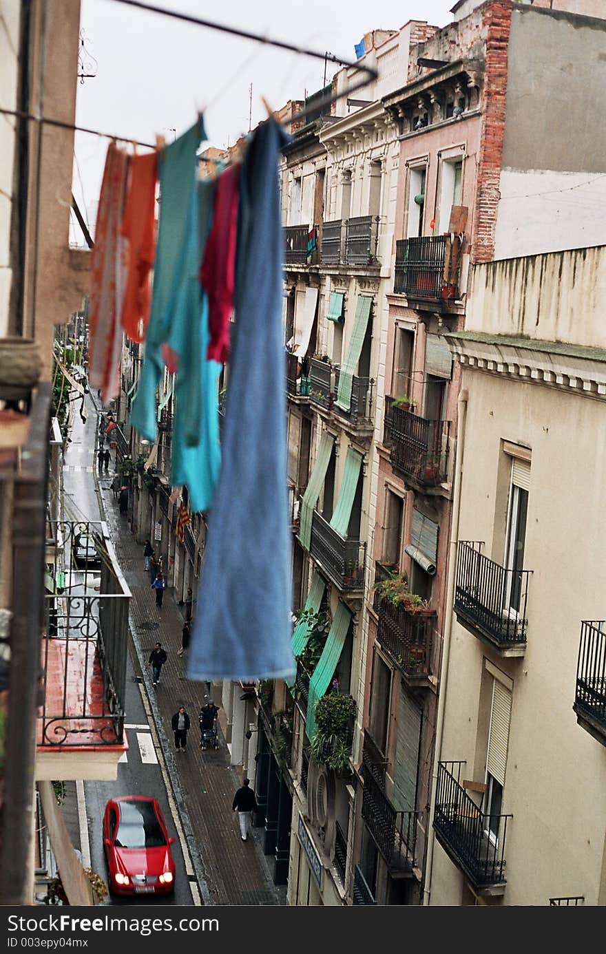 Drying clothes in Barcelona. Drying clothes in Barcelona