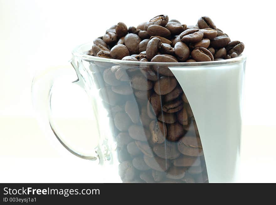 Coffee beans in a cup. Coffee beans in a cup