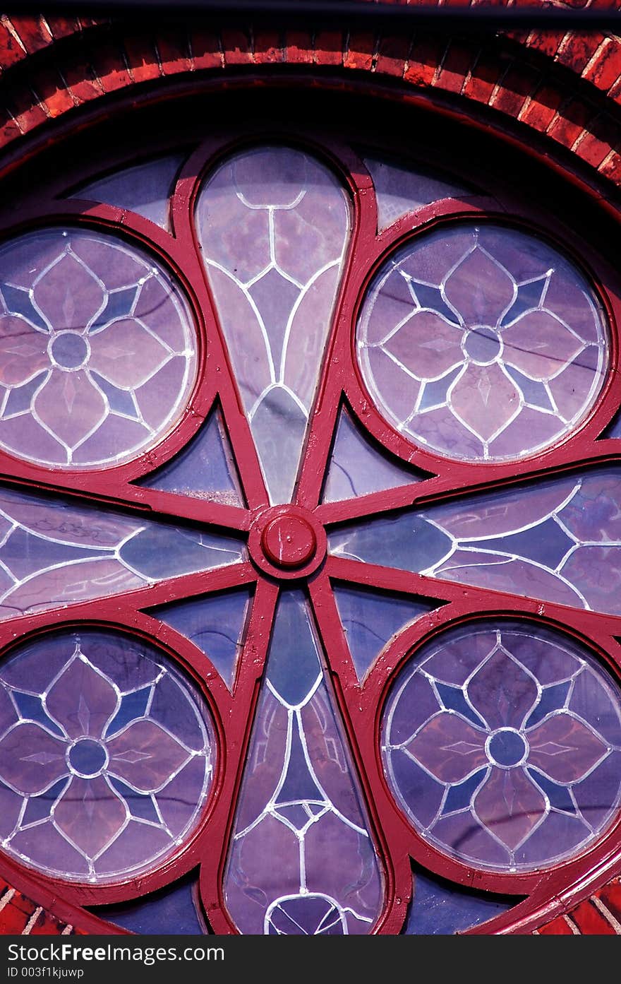 Round stained glass window in church,Clarence,New York