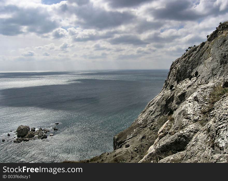 Black Sea view in sunny cloudly day