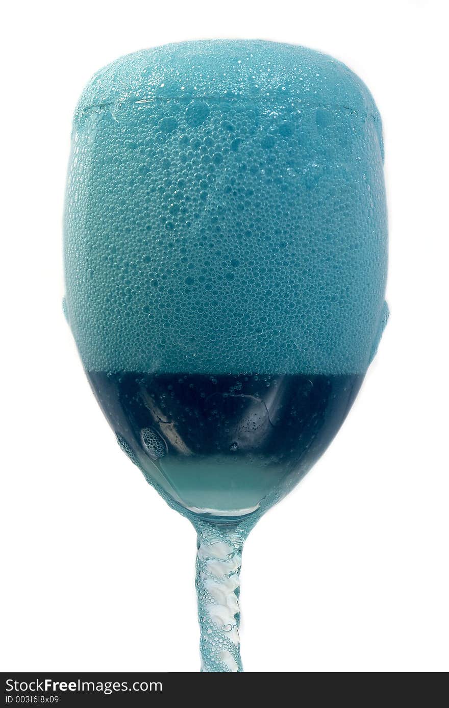 Blue foam in a glass