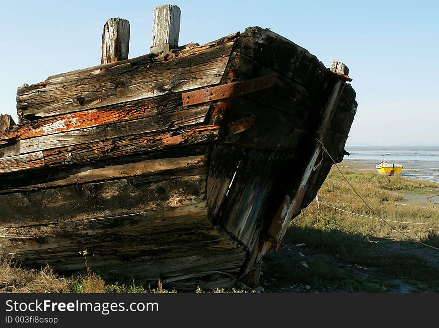 Death boat left in the river. Death boat left in the river