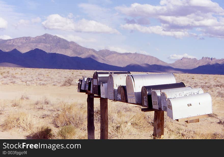 Mailboxes in the middle of nowhere. Mailboxes in the middle of nowhere