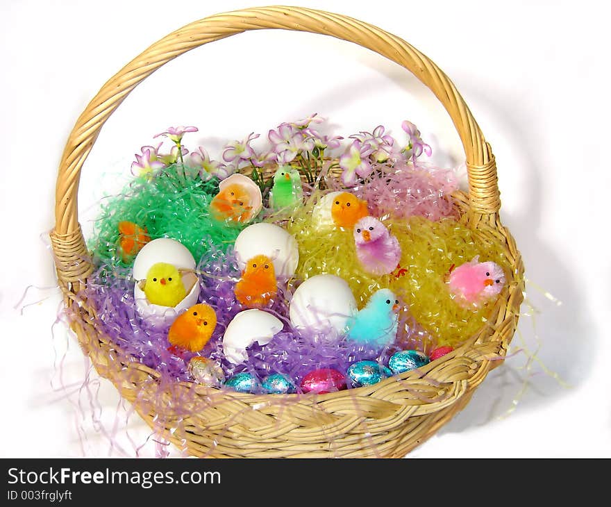 A basket of chicks. A basket of chicks.