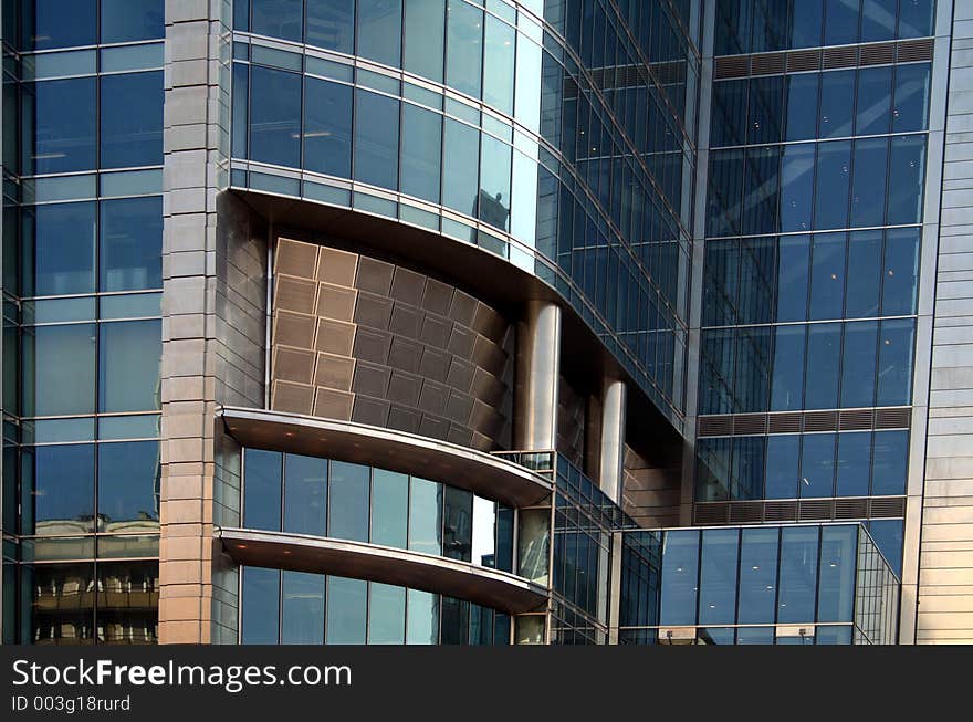 Facade of a modern skyscraper (glass, steel, copper). Facade of a modern skyscraper (glass, steel, copper)