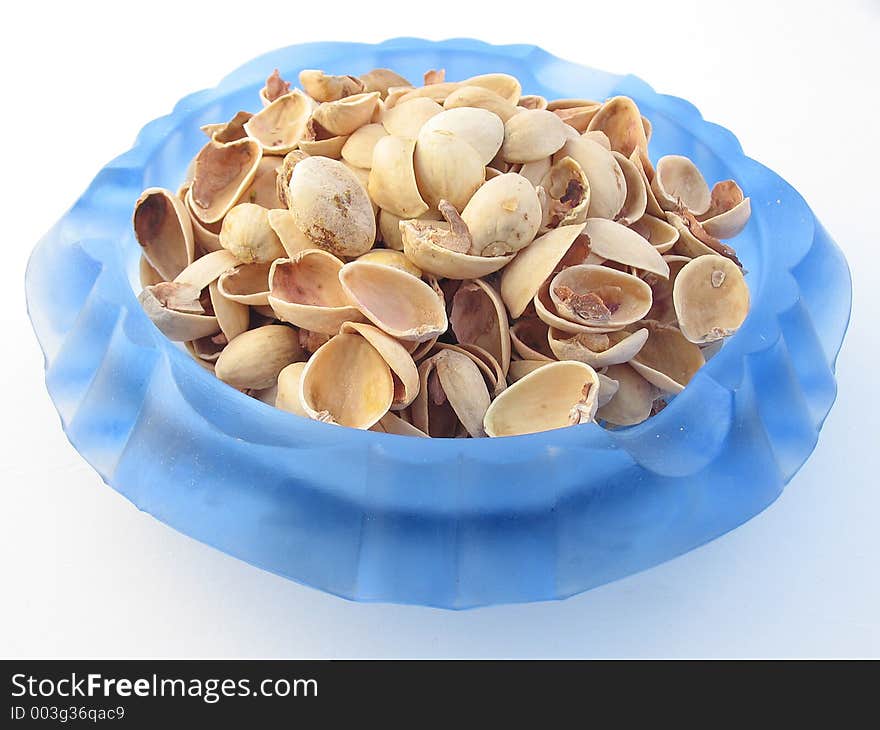 Pistachios shells in an ashtray