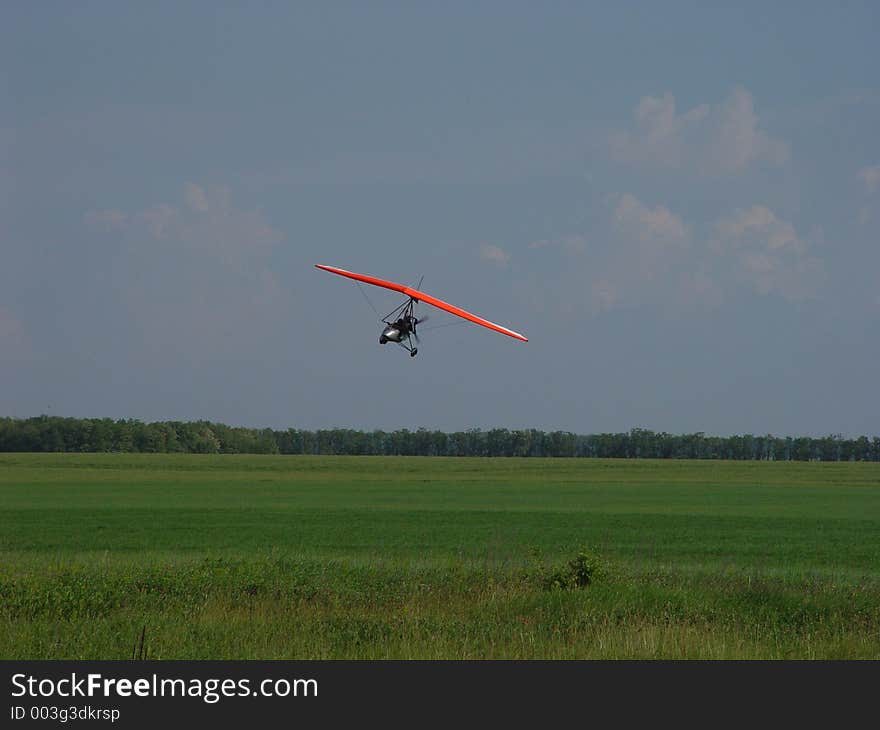 Flight above a field. Flight above a field