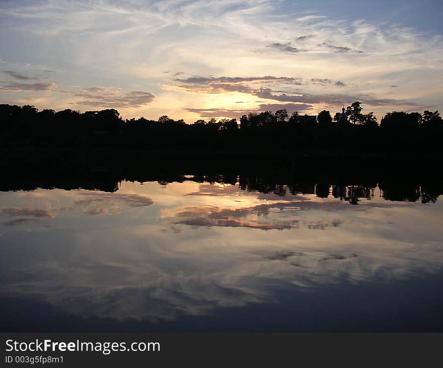 Sunset on the river. Sunset on the river