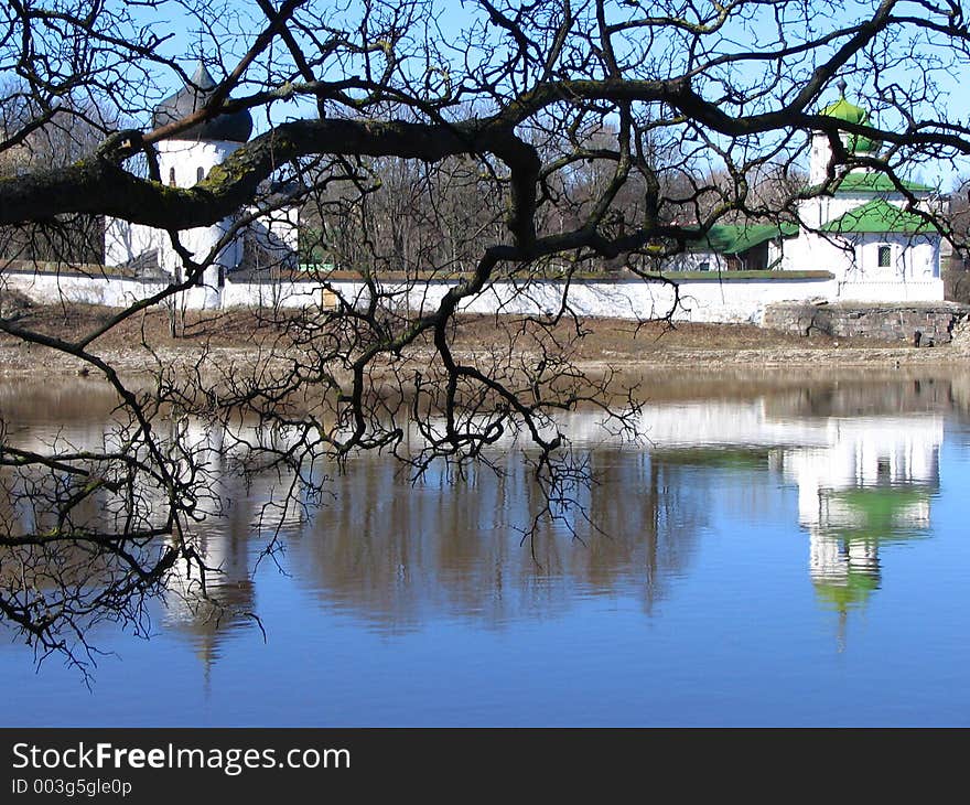 Reflection of church in water. Reflection of church in water