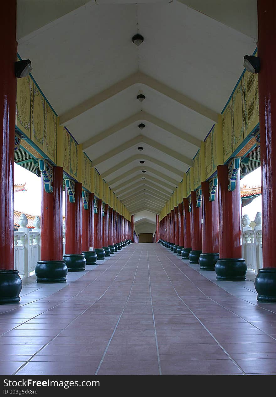 Aisle In Buddhist Temple