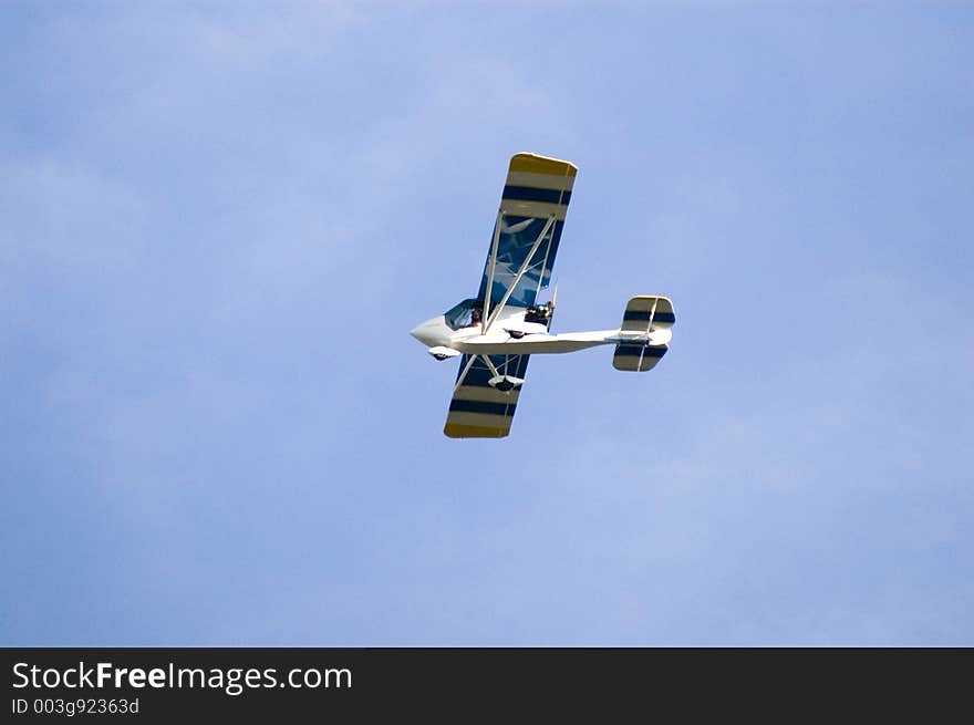 Blue and yellow airplane