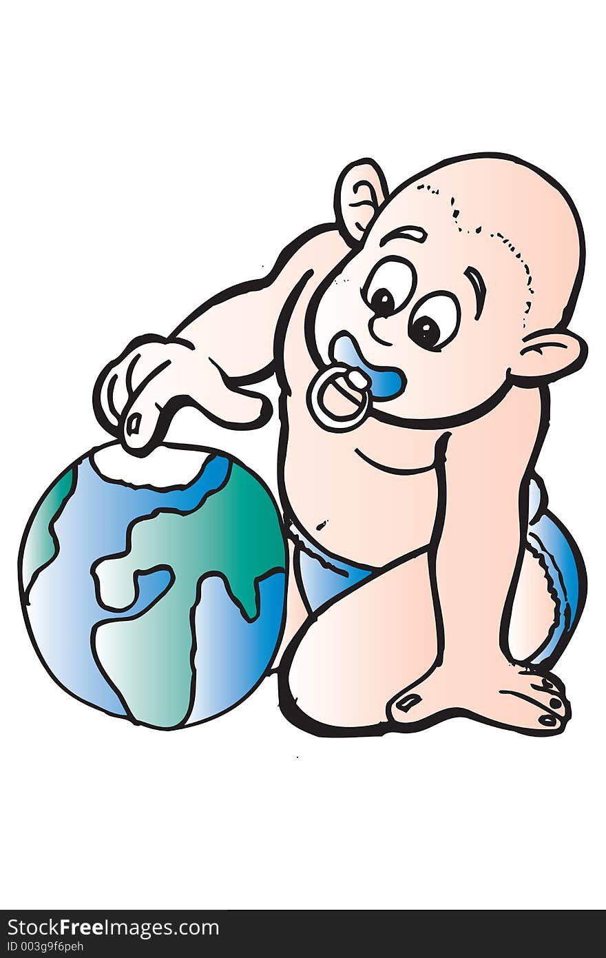 Illustration of a sweet little baby exploring the world. Illustration of a sweet little baby exploring the world