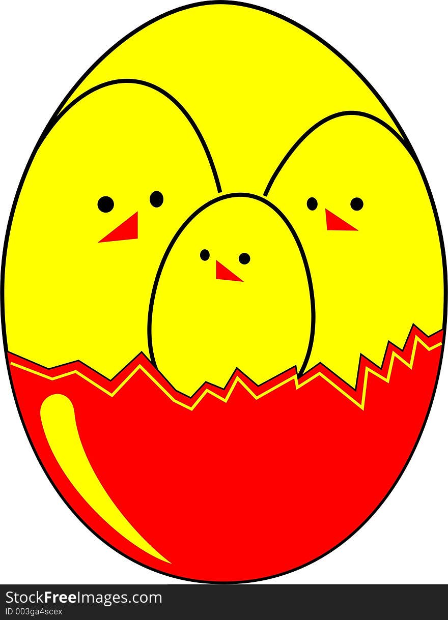 Three easter chickens - - card