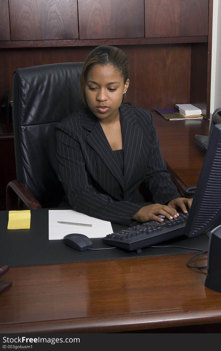 Young business woman working on a contract. Young business woman working on a contract