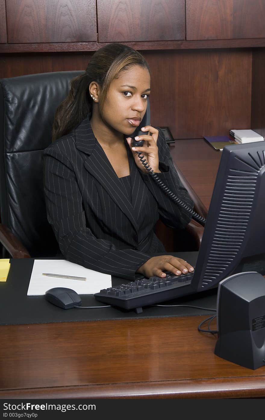 Young business woman making a call. Young business woman making a call