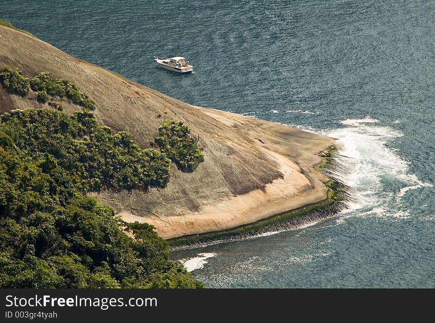 Sean and moptor boat, Rio de Janeiro, Brazil