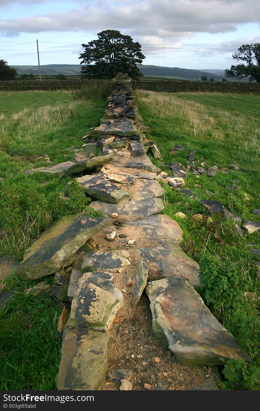 Destroyed old wall in Yorkshire. Destroyed old wall in Yorkshire