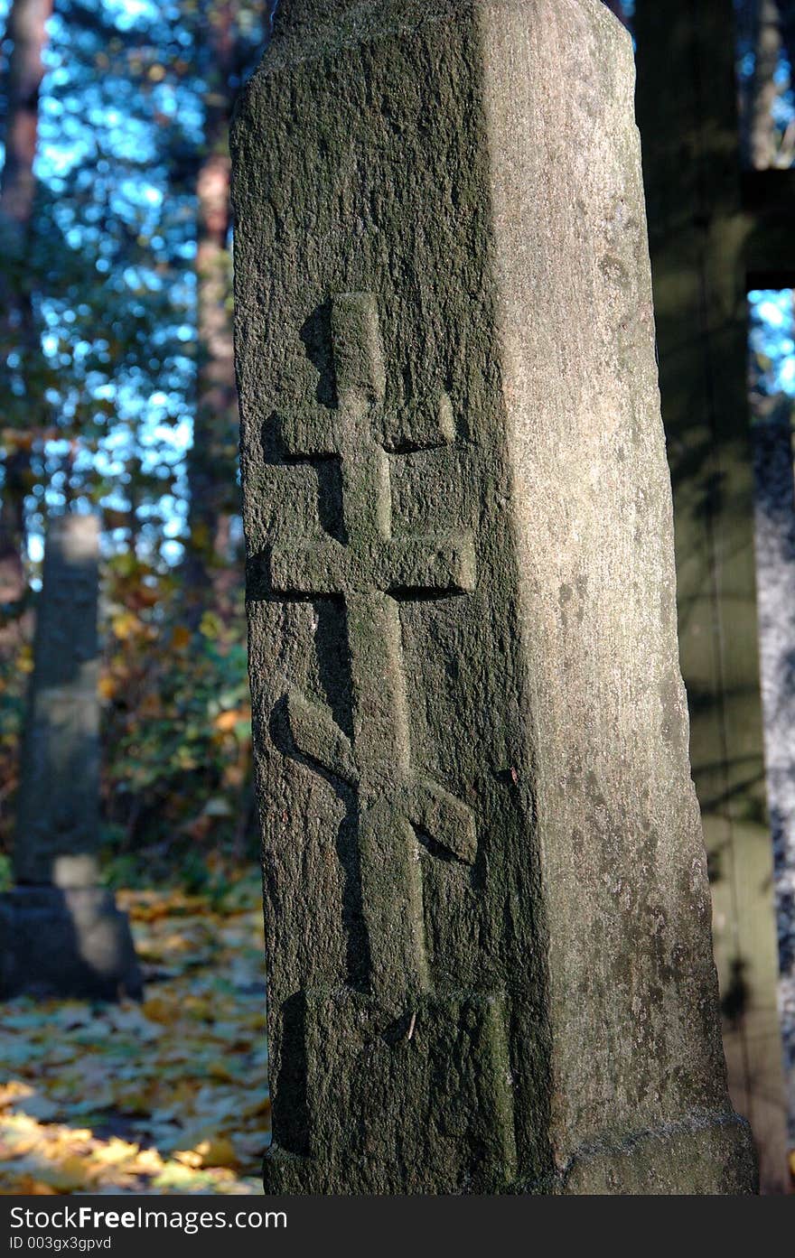 Old orthodox church cross, middle europe, grave site from end of XIX century in east Poland cemetery