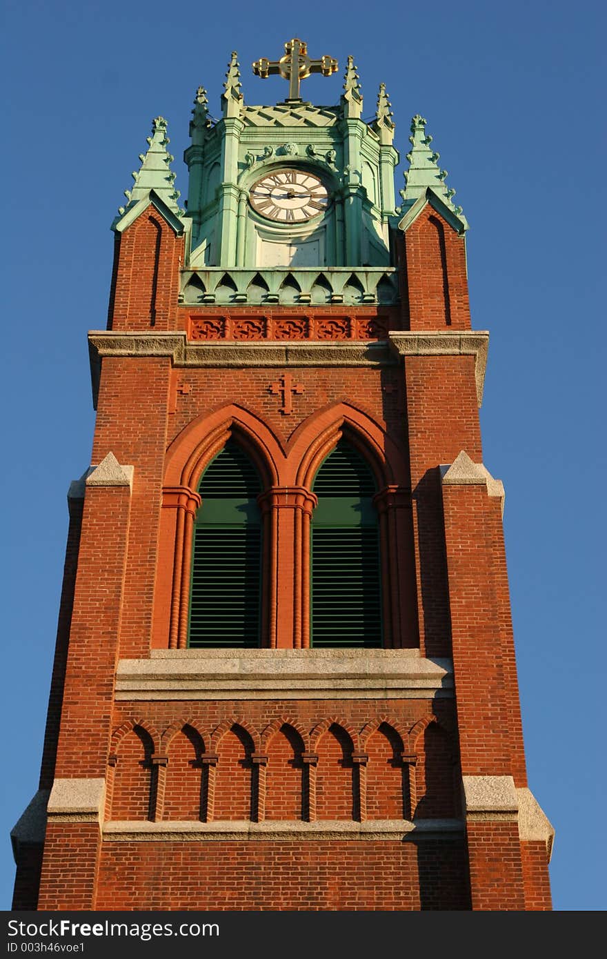 Mourning light on the old church clock tower. Mourning light on the old church clock tower