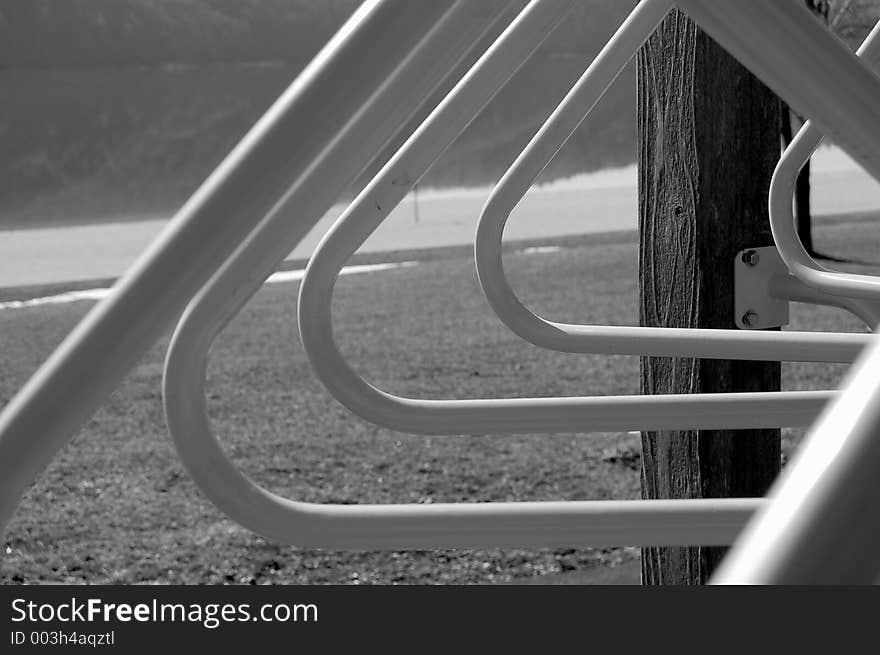 Triangle bars on a jungle gym at Beltzville Park, PA. Triangle bars on a jungle gym at Beltzville Park, PA