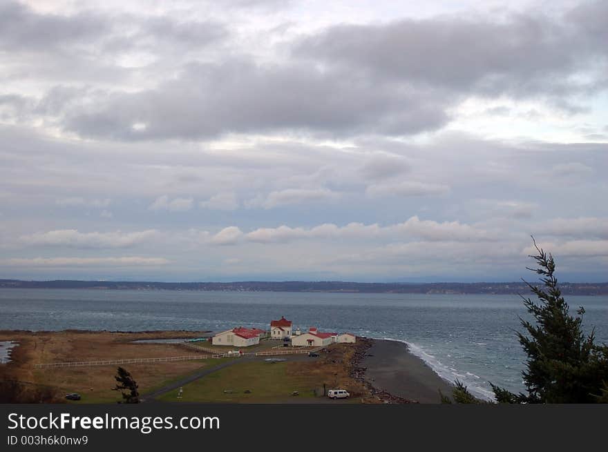 A stormy afternoon at Fort Flagler State Park, a World War One era military fort that guarded the enterance to the Puget Sound in Washington State, USA