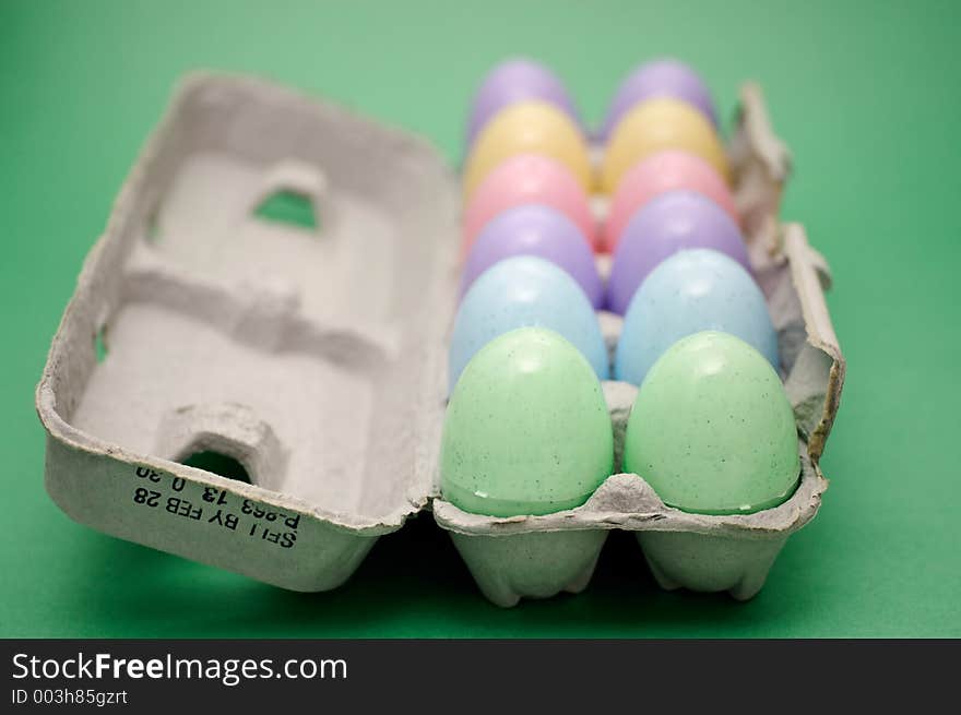 A tray of colorful easter eggs ready for the hunt.