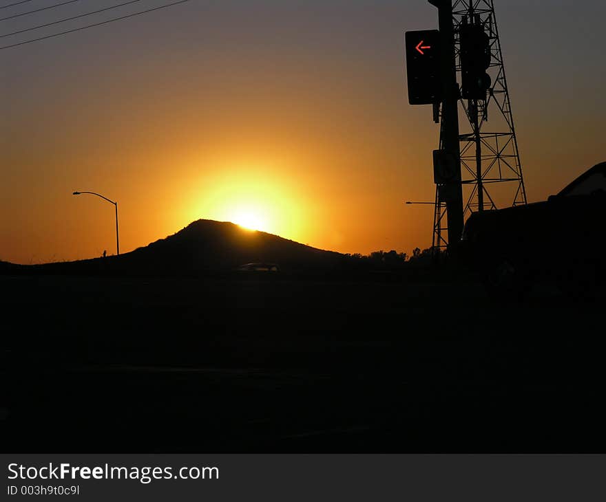 Sunset on the San Diego Freeway