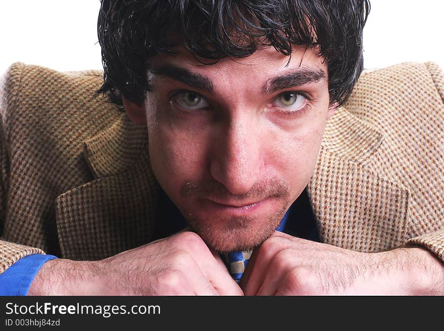 Businessman portrait looking intensely at camera