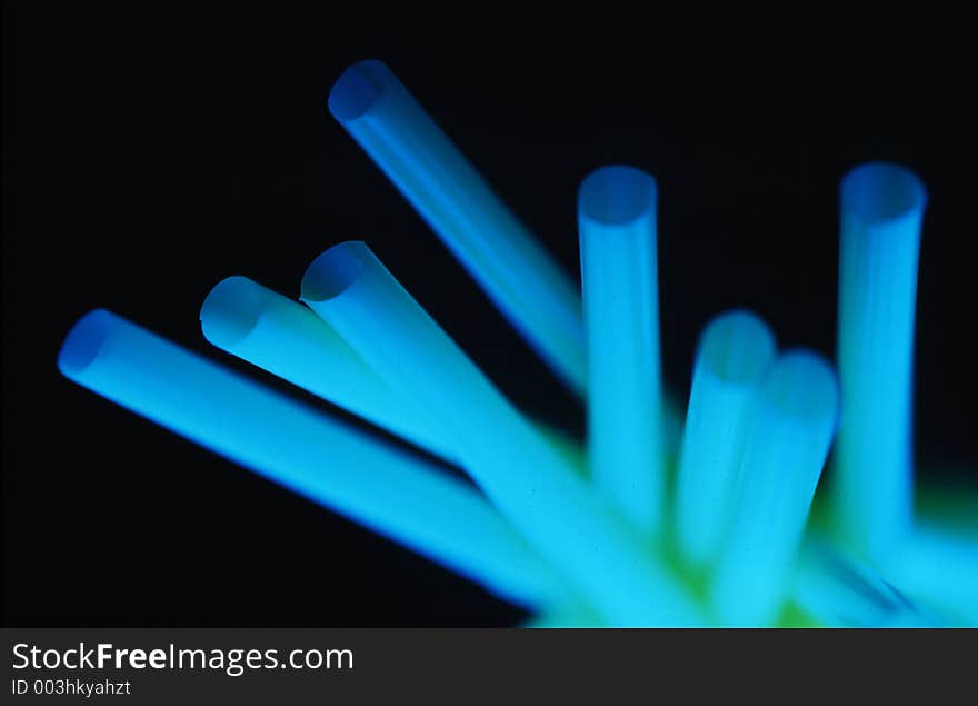 Straws in cyan light. Straws in cyan light