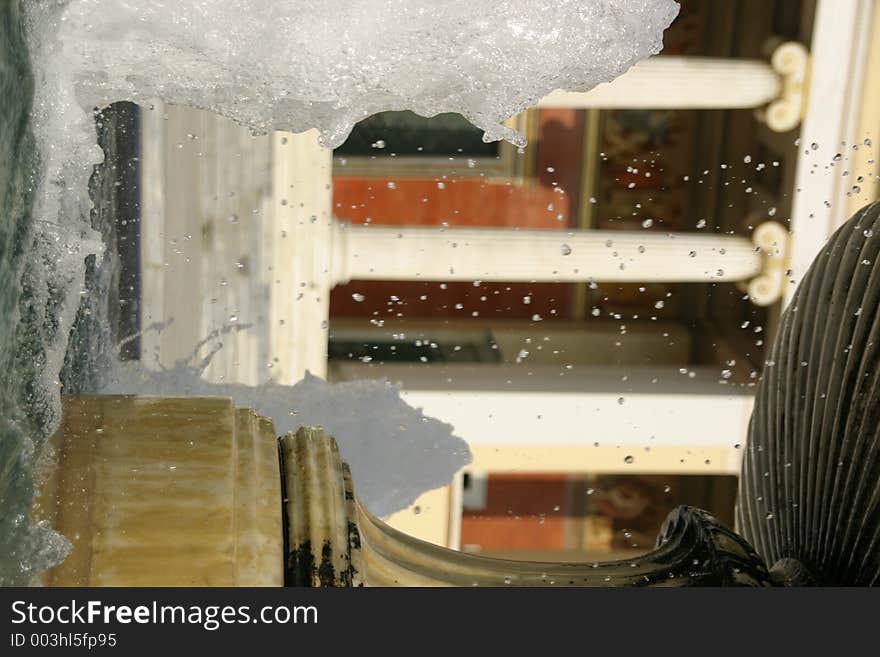 Freezed water infront of the greeke building. Freezed water infront of the greeke building