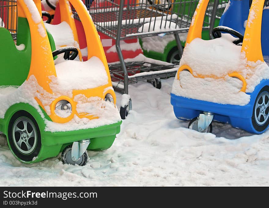 Trading carriages at a hypermarket. Trading carriages at a hypermarket