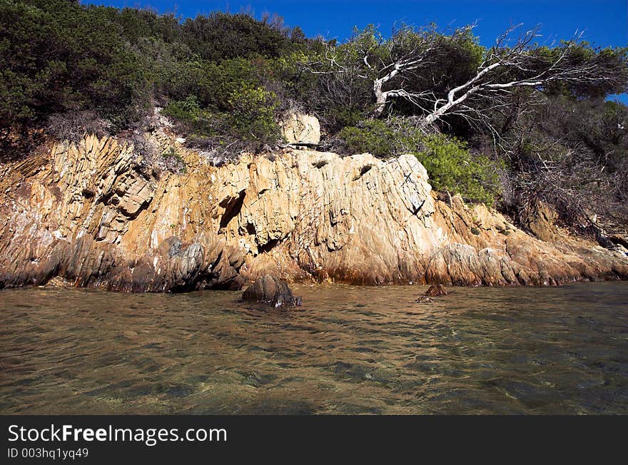 Landscape with rocks on the island of the Cote d'Azure